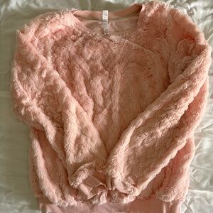 Fuzzy pink hearts sweater